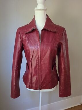 Black Rivet Women's Wine Colored Leather Jacket